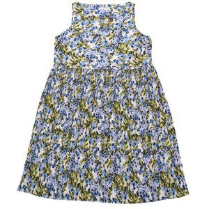 J. JILL Nwt Granite Water Accordion Floral Dress M Blue Green Sleeveless Shift